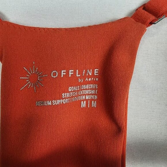 Aerie Offline Goals Mesh V Neck Red Sports Bra Women's Size Medium - Picture 4 of 5